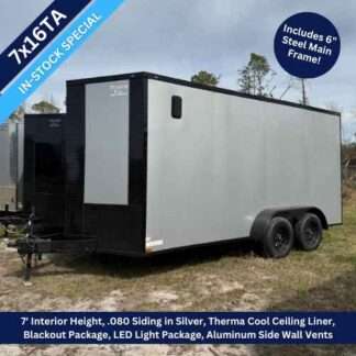 Titanium Cargo 7x16 Tandem Axle Silver Blackout Enclosed Trailer