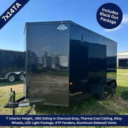 Rock Solid 7x14 Tandem Axle Black Enclosed Cargo Trailer with Blackout Package