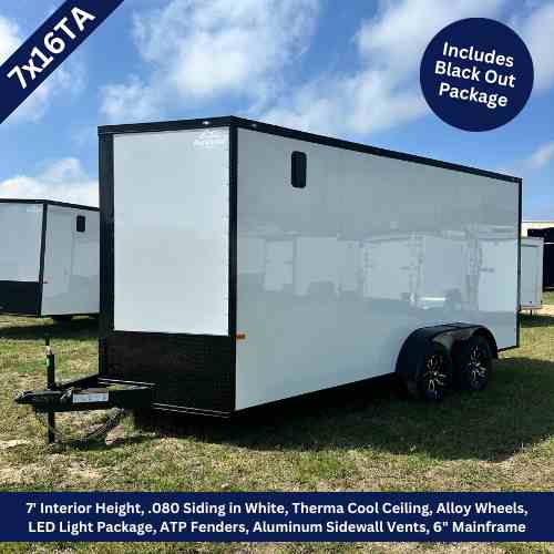 Rock Solid 7x16 Tandem Axle Charcoal Gray Enclosed Cargo Trailer with Blackout Package