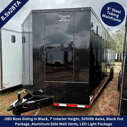 Titanium Cargo 8.5x28 Tandem Axle Black Enclosed Trailer with Blackout Package
