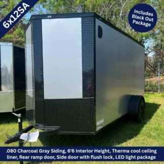 6x12 Single Axle Silver Frost Enclosed Cargo Trailer with Blackout Package
