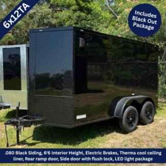 6x12 Tandem Axle Black Enclosed Cargo Trailer with Blackout Package