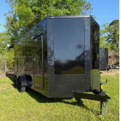 7x16 Tandem Axle Black Enclosed Cargo Trailer with Blackout Package