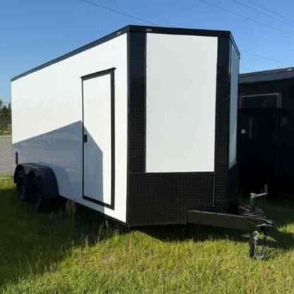 7x16 Tandem Axle White Enclosed Cargo Trailer with Blackout Package