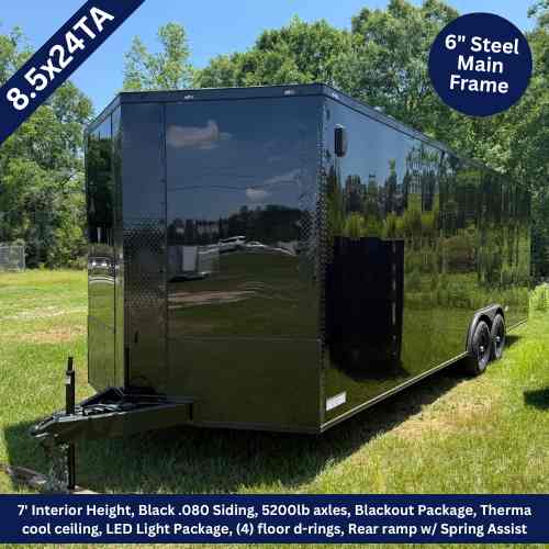 8.5x24 Tandem Axle Black Enclosed Cargo Trailer with Blackout Package