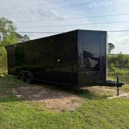 8.5x24 Tandem Axle Black Enclosed Race Trailer with Black Out Package