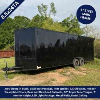 8.5x24 Tandem Axle Black Enclosed Race Trailer with Black Out Package