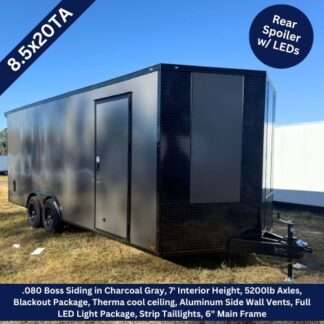 Titanium Cargo 8.5x20 Tandem Axle Charcoal Blackout with Spoiler