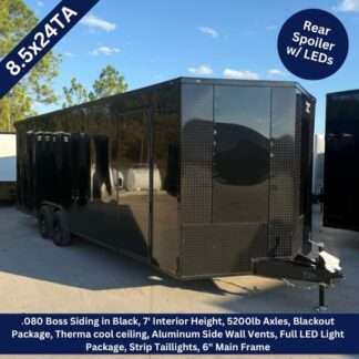 Titanium Cargo 8.5x24 Tandem Axle Black Enclosed Trailer with Blackout Package and Spoiler
