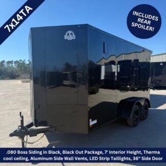 Titanium Cargo 7x14 Tandem Axle Black Blackout Enclosed Cargo Trailer with Rear Spoiler