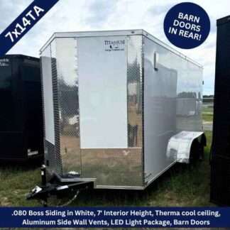 Cathy Vickers 8:28 AM (12 hours ago) to me Titanium Cargo 7x14 Tandem Axle White Enclosed Trailer with Barn Doors