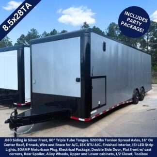 Titanium Cargo 8.5x28 Tandem Axle Silver Enclosed Race Trailer with Blackout Package
