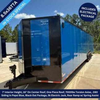 Titanium Cargo 8.5x36 Triple Axle Pepsi Blue with Electrical Package