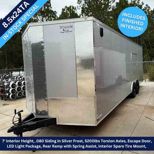 Titanium Cargo 8.5x24 Tandem Axle Silver Enclosed Trailer with Finished Interior