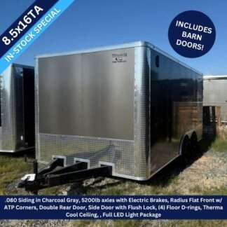 Titanium Cargo 8.5x16 Tandem Axle Charcoal Gray Enclosed Trailer with Barn Doors