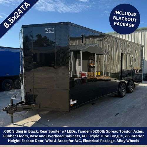 Titanium Cargo 8.5x24 Tandem Axle Black Race Trailer with Blackout Package