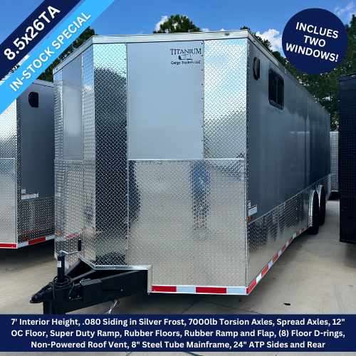 Titanium Cargo Trailers 8.5x26 Tandem Axle Enclosed Car Hauler