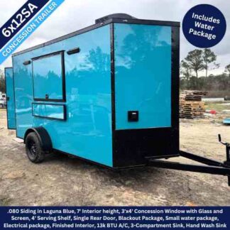 6X12 Single Axle Laguna Blue Blackout Concession Trailer