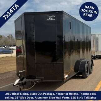 Titanium Cargo 7x14 Tandem Axle Black Blackout Enclosed Trailer with Barn Doors