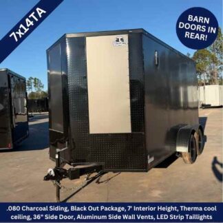 Titanium Cargo 7x14 Tandem Axle Charcoal Gray Blackout Enclosed Trailer with Barn Doors