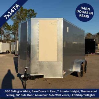 Titanium Cargo 7x14 Tandem Axle Silver Frost Enclosed Trailer with Barn Doors