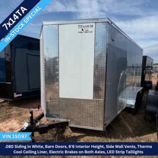 Titanium Cargo 7x14 Tandem Axle White Barn Doors