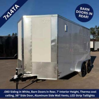 Titanium Cargo 7x14 Tandem Axle White Enclosed Trailer with Barn Doors
