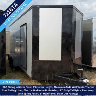 Titanium Cargo 7x16 Tandem Axle Silver Blackout In Stock Special VIN 14412