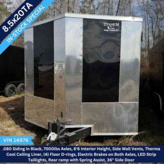Titanium Cargo 7x16 Tandem Axle Silver Blackout In Stock Special - $5850 on sale for $5175.00 VIN 14412