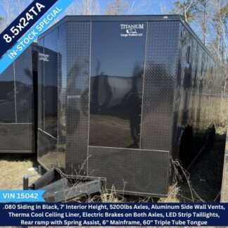 Titanium Cargo 8.5x24 Tandem Axle Black Blackout Enclosed Trailer with Extended Tongue VIN 15042