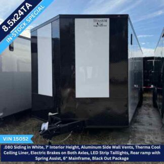 Titanium Cargo 8.5x24 Tandem Axle White Enclosed Cargo Trailer with Blackout Package 15052