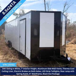 Titanium Cargo 8.5x24 Tandem Axle White Enclosed Cargo Trailer with the Blackout Package 15053