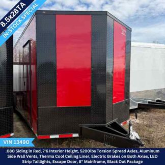 Titanium Cargo 8.5x28 Tandem Axle Red Enclosed Trailer with Blackout and Spread Axles VIN 13490