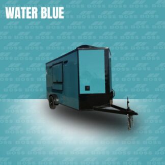blue cargo trailer