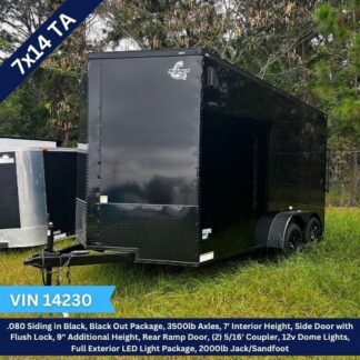7x14 Tandem Axle Black Enclosed Cargo Trailer with Blackout Package