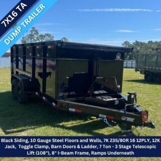Panther Cargo 7x16 Tandem Axle Black Dump Trailer