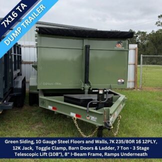 Panther Cargo 7x16 Tandem Axle Green Dump Trailer