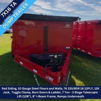 Panther Cargo 7x16 Tandem Axle Red Dump Trailer