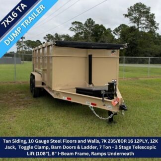 Panther Cargo 7x16 Tandem Axle Tan Dump Trailer