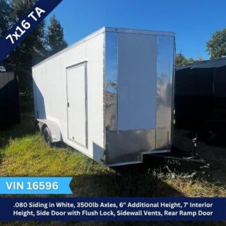 Titanium Cargo 7x16 Tandem Axle White Enclosed Cargo Trailer VIN 16596