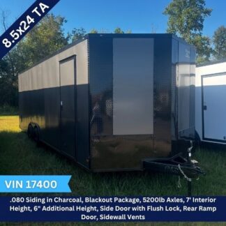 Titanium Cargo 8.5x24 Tandem Axle Charcoal Enclosed Cargo Trailer with Blackout Package VIN 17400