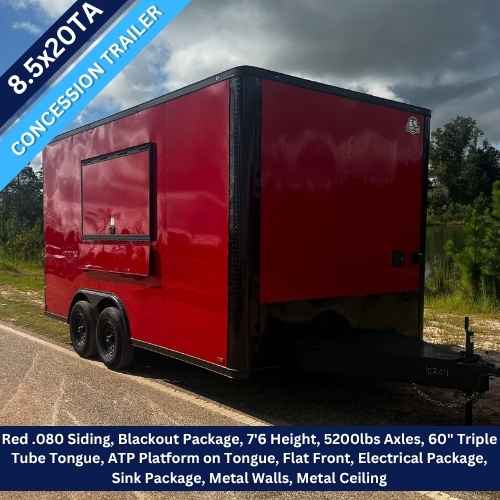 Titanium Cargo 8.5×20 Tandem Axle Red Concession Trailer with Blackout Package