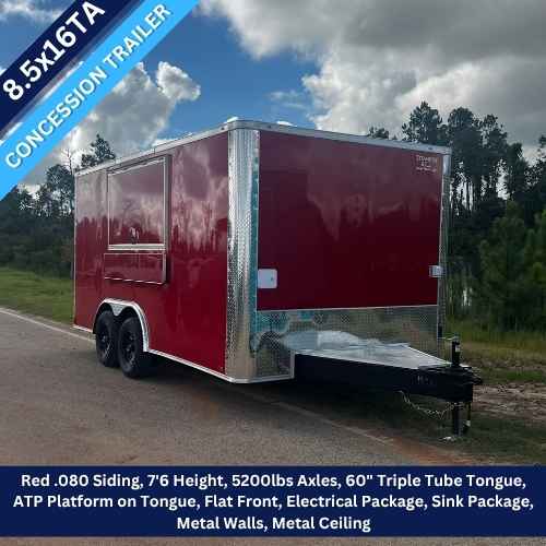 Titanium Cargo 8.5×16 Tandem Axle Red Concession Trailer