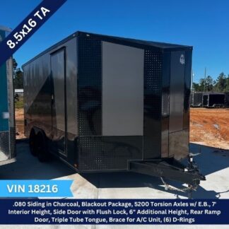 Titanium Cargo 8.5x16 Tandem Axle Charcoal Enclosed Cargo Trailer with Blackout Package VIN 18216