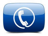 A blue phone icon on a white background.